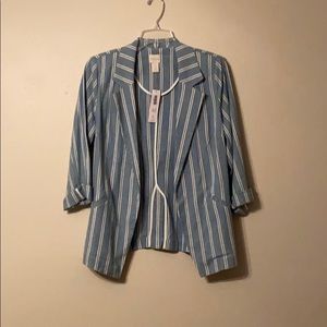 Blue and white striped blazer
